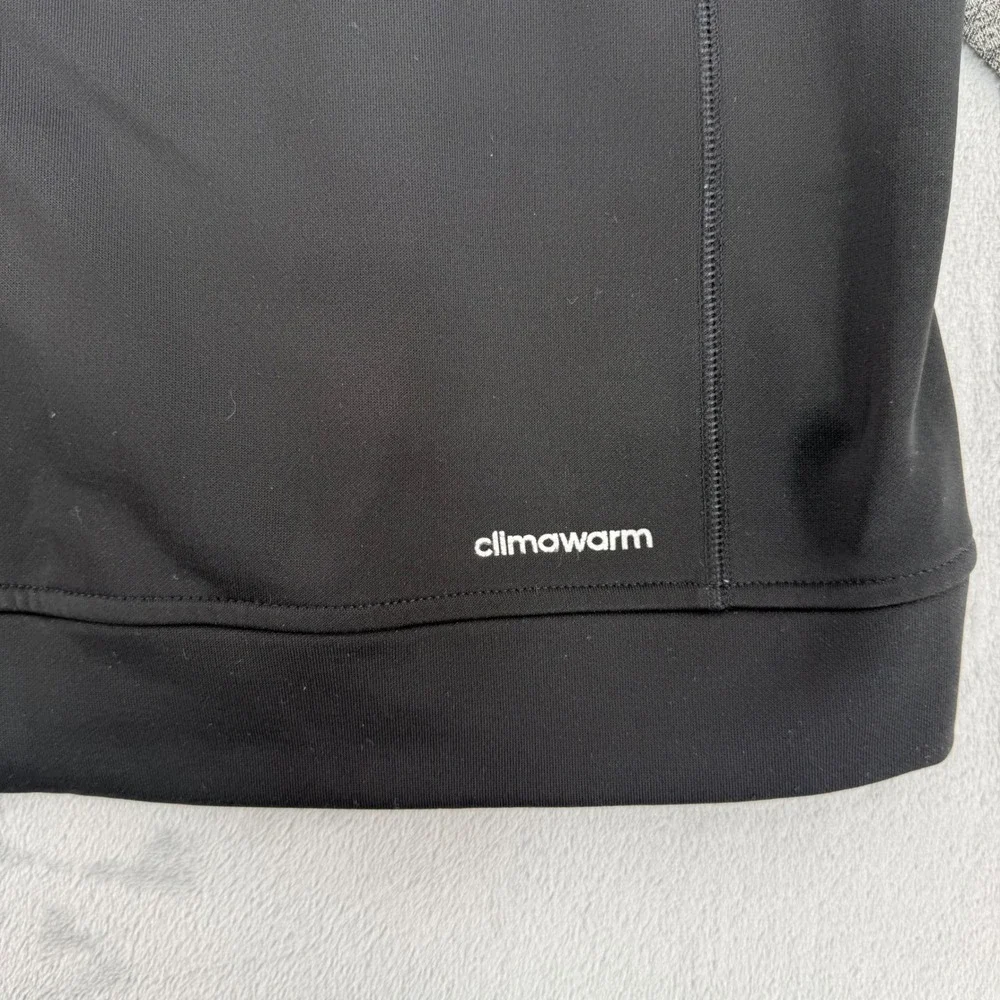 Adidas Mens 2XL Climawarm Hoodie Black Grey Raglan Logo Pullover Sweatshirt